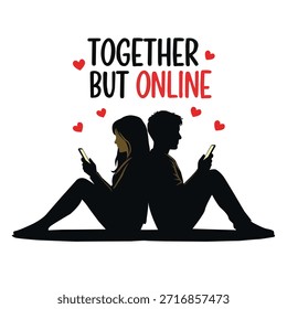 Digital Connection: A Silhouette Couple Navigating the World of Online Togetherness, Embracing Modern Relationships.