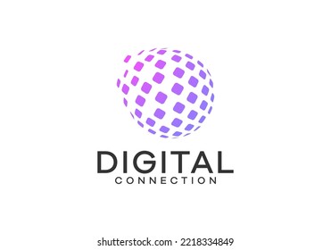 digital connection tech logo design