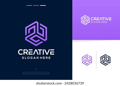 Digital connection technology line art modern logo design