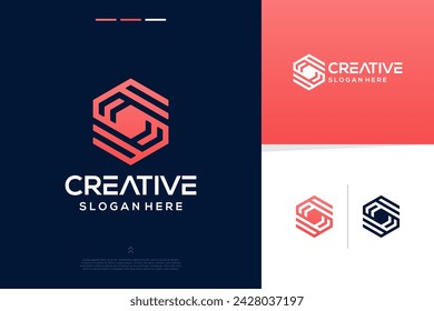 Digital connection technology line art modern logo design