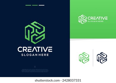 Digital connection technology line art modern logo design