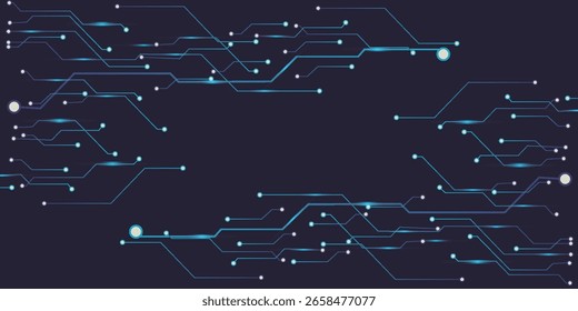 Digital Connectivity Abstract Background with Circuit Lines and Glowing Nodes