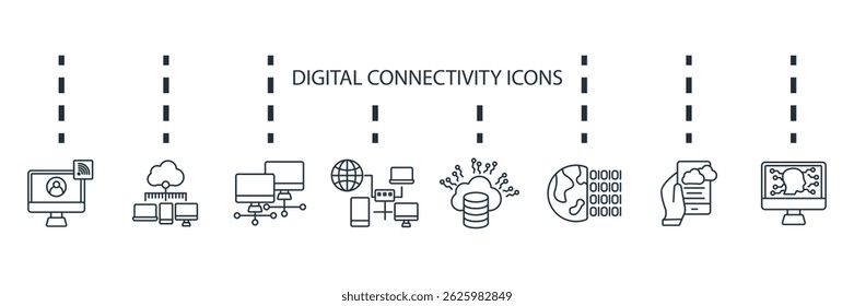 digital connectivity icon set collection .design style with background