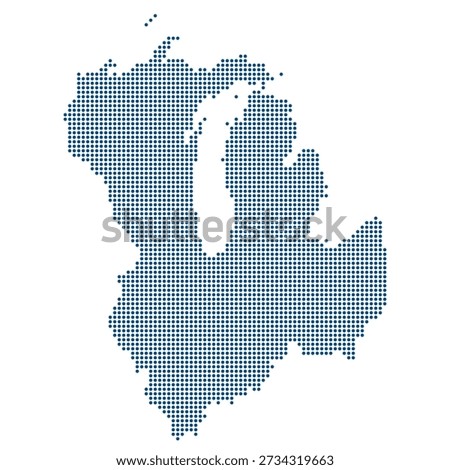 Digital Connectivity Map of US East North Central Region in Transparent Blue Dots. East North Central of USA dotted map.