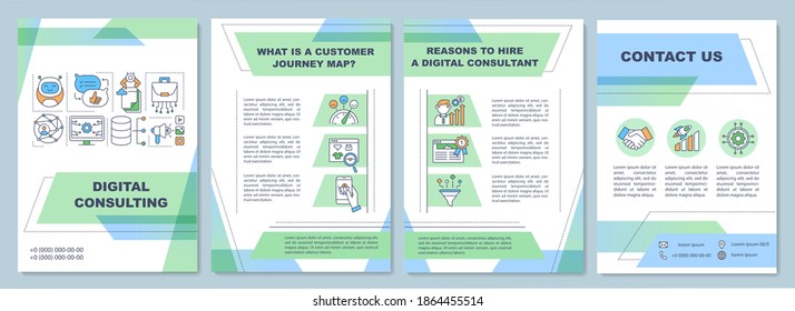 Digital Consulting Brochure Template. Customer Journey Map Flyer, Booklet, Leaflet Print, Cover Design With Linear Icons. Vector Layouts For Magazines, Annual Reports, Advertising Posters