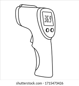 Digital Contactless Thermometer With Infrared Light. Coronavirus Disease Detection Through Body Temperature Concept. 