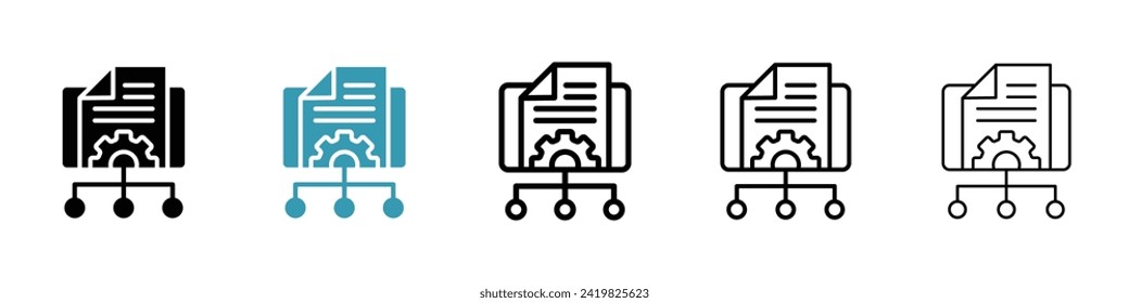 Digital Content Arrangement vector icon set. Online Material Management System vector symbol for UI design.