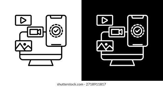 Icono de contenido digital Ilustración vectorial de contorno llena en blanco y negro