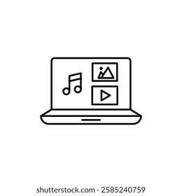 digital content icon Flat vector set outline