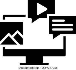 Digital Content Icon Glyph Vector Illustration