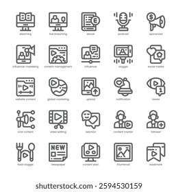 Digital Content Icon pack for your website, mobile, presentation, and logo design. Digital Content Icon outline design. Vector graphics illustration and editable stroke.