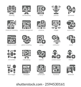 Digital Content Icon pack for your website, mobile, presentation, and logo design. Digital Content Icon solid design. Vector graphics illustration and editable stroke.