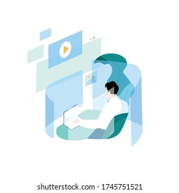Digital content management, creating online content, online news flat vector illustration design for mobile and web graphics. Engaging content development concept