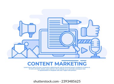 Digital content marketing flat vector illustration for website banner and landing page