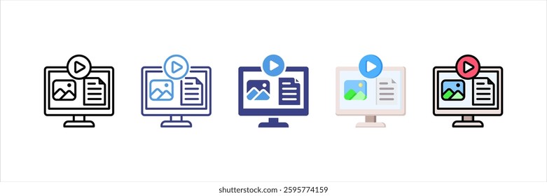 Digital Content Multi Style Icon Set