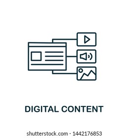 Digital Content outline icon. Thin line concept element from content icons collection. Creative Digital Content icon for mobile apps and web usage.