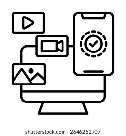 Ilustración vectorial de icono de contorno de contenido digital