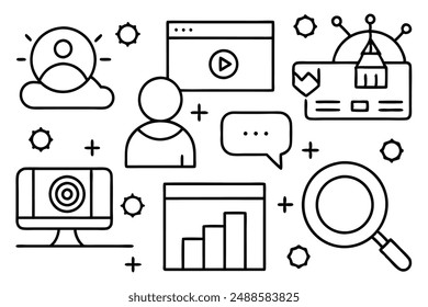 Anuncio Horizontal o ilustración de Vector de esquema de contenido digital