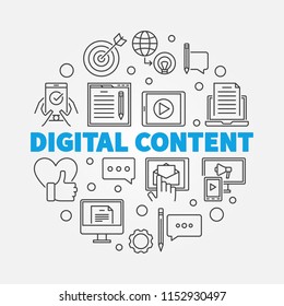 Digital Content round outline vector minimal illustration