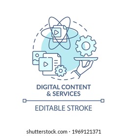 Digital content and service turquoise concept icon. Online communication. Internet connection. Digital inclusion idea thin line illustration. Vector isolated outline RGB color drawing. Editable stroke