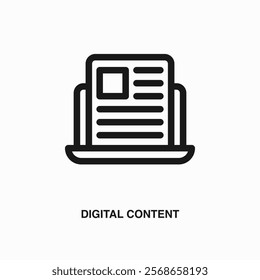 Digital Content thin line icon or logo. Symbol or sign on business or finance ui theme. Vector line illustration.