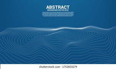 Digital Contour curve dot and line ripple and wave with wireframe . Abstract Background for 3D Futuristic technology concept