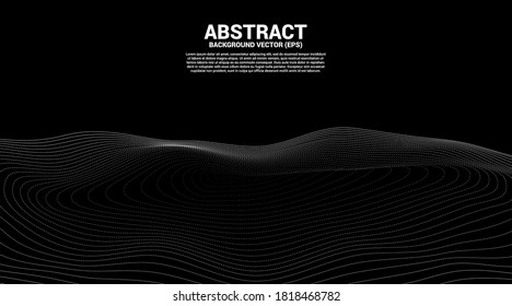 Digital Contour curve dot and line ripple and wave with wireframe . Abstract Background for 3D Futuristic technology concept