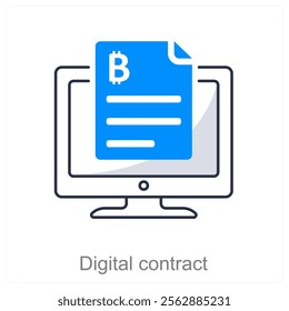 Digital Contract and agreement icon concept