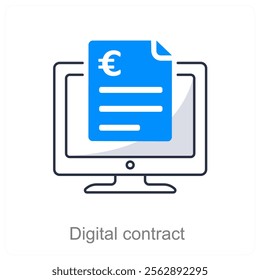 Digital Contract and agreement icon concept