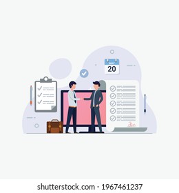Digital contract business design concept vector illustration