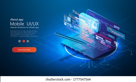 Digital contract, electronic Signature of the document, data Protection and Privacy policy concept, encryption. Online e-contract document sign via smartphone or laptop. Flat Isometric Vector