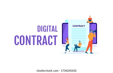 digital contract vector illustration concept template isolated white background can be use for presentation web banner UI UX landing page