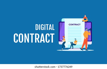 digital contract vector illustration concept template isolated white background can be use for presentation web banner UI UX landing page