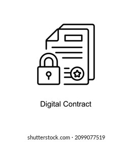 Digital Contract vector outline icon for web isolated on white background EPS 10 file