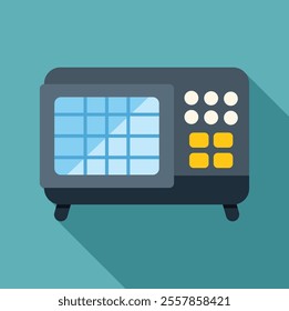 Digital control panel with display showing data is being processed and buttons for changing modes