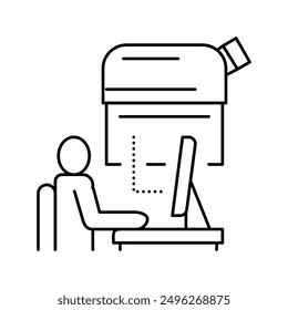digital controlling telescope in observatory line icon vector. digital controlling telescope in observatory sign. isolated contour symbol black illustration