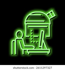 digital controlling telescope in observatory neon light sign vector. digital controlling telescope in observatory illustration
