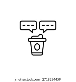 Digital Conversation Over Coffee Communication Outline Icon