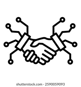 Digital Cooperation icon line vector illustration