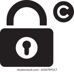 Digital Copyright Protection A Conceptual Image Depicting Security and Intellectual Property Rights with a Black Padlock and Copyright Symbol