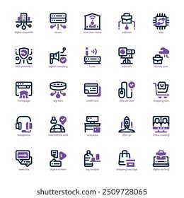 Digital Corporate icon pack para seu design de site, celular, apresentação e logotipo. Digital Corporate ícone design de tom duplo. Ilustração de gráficos vetoriais e traçado editável.