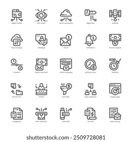 Digital Corporate icon pack para seu design de site, celular, apresentação e logotipo. Design de contorno de ícone Digital Corporativo. Ilustração de gráficos vetoriais e traçado editável.