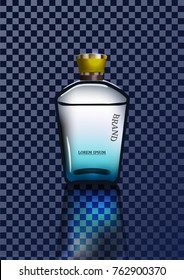 Digital cosmetic ads template, blank mockup  spray bottle. 3D realistic illustration.