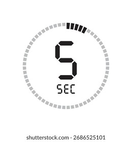 Digital countdown clock showing a 5-second timer for waiting