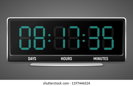 Digital Countdown Timer. Clock Counter. Vector Template For Your Design.