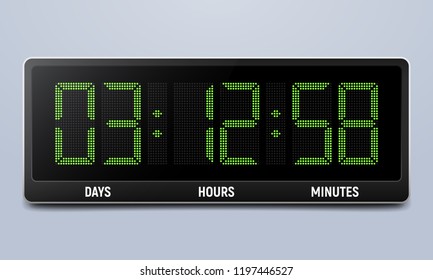 Digital Countdown Timer. Clock Counter. Vector Template For Your Design.