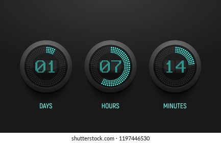 Digital Countdown Timer. Clock Counter. Vector Template For Your Design.