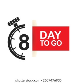 Digital countdown timer displaying eight days remaining until event deadline