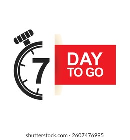 Digital countdown timer displaying seven days remaining until event deadline
