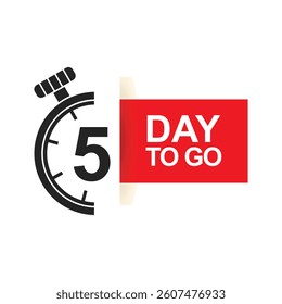 Digital countdown timer showing five days remaining until event deadline